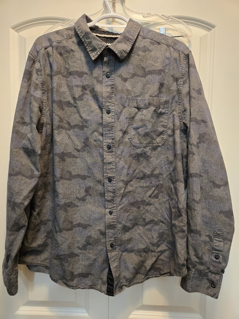Hawk Gray Camouflage Button-Up Shirt
